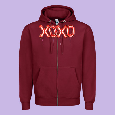 Valentine's Day Xoxo Balloon Zipper Hoodie Designed By Artiststas