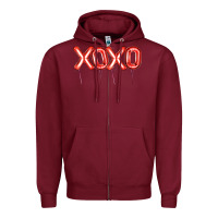 Burgundy Valentine's Day Xoxo Balloon Zipper Hoodie - Artiststas