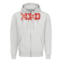 Dove Grey Valentine's Day Xoxo Balloon Zipper Hoodie - Artiststas