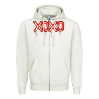 Oatmeal Heather Valentine's Day Xoxo Balloon Zipper Hoodie - Artiststas