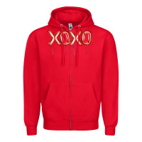 Red Valentine's Day Xoxo Balloon Zipper Hoodie - Artiststas