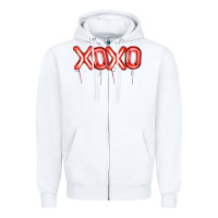White Valentine's Day Xoxo Balloon Zipper Hoodie - Artiststas