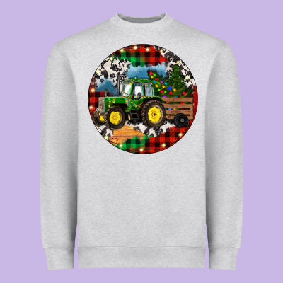 Heavyweight Sweatshirt Christmas Farm Tractor