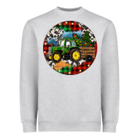 Heather Grey Christmas Farm Tractor Heavyweight Sweatshirt - RanaPortraitStore