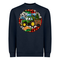 Navy Christmas Farm Tractor Heavyweight Sweatshirt - RanaPortraitStore