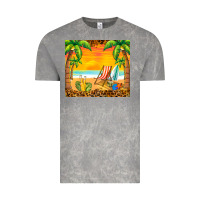 Cloud Rock sunset beach Vintage Tee - BarkalooDesign