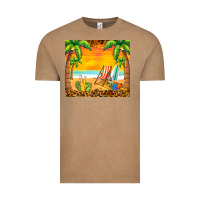 Vintage Coffee sunset beach Vintage Tee - BarkalooDesign