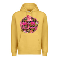 Antique Gold pink merry christmas Premium Hoodie - MaliasSmallBusiness