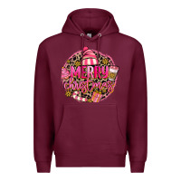 Burgundy pink merry christmas Premium Hoodie - MaliasSmallBusiness