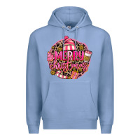Colony Blue pink merry christmas Premium Hoodie - MaliasSmallBusiness