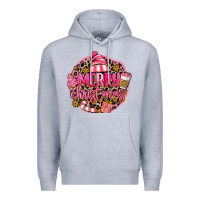 Heather Grey pink merry christmas Premium Hoodie - MaliasSmallBusiness