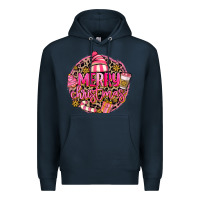 Navy pink merry christmas Premium Hoodie - MaliasSmallBusiness