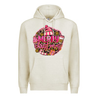 Oatmeal Heather pink merry christmas Premium Hoodie - MaliasSmallBusiness