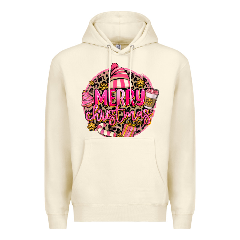Pink Merry Christmas Premium Hoodie by MaliasSmallBusiness | Teevron
