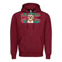 Burgundy Western Shih Tzu License Plate Design Zipper Hoodie - JahusDesignShop