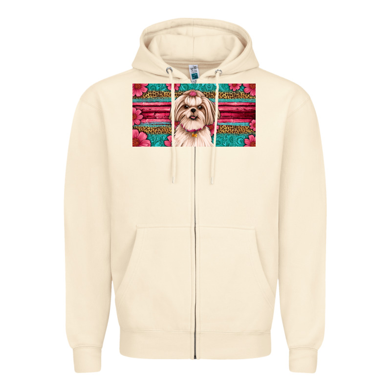 Western Shih Tzu License Plate Design Zipper Hoodie by JahusDesignShop | Teevron