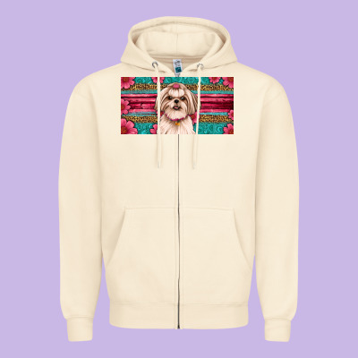 Western Shih Tzu License Plate Design Zipper Hoodie Designed By Jahusdesignshop