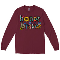 Burgundy honor the brave Long Sleeve Tee - CowhideDigitalArt
