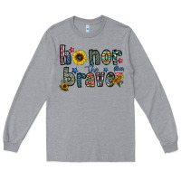 Heather Grey honor the brave Long Sleeve Tee - CowhideDigitalArt