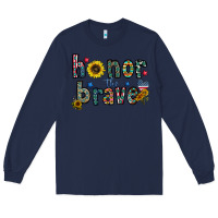 Navy honor the brave Long Sleeve Tee - CowhideDigitalArt