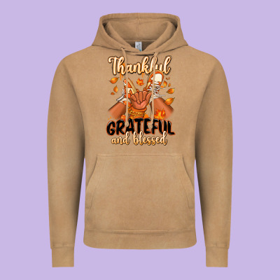 Vintage Hoodie Thankful grateful and Blessed black baby girl