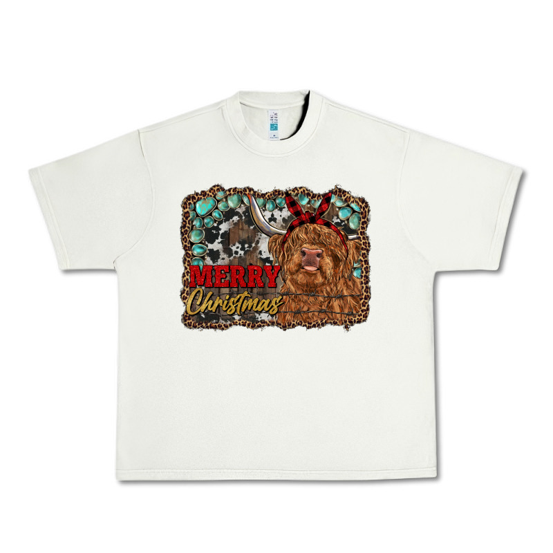 Merry Christmas Highland Cow Urban Heavy Tee by RanaPortraitStore | Teevron