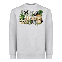 Heather Grey panda coffee cups Heavyweight Sweatshirt - texasbilliewilder