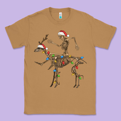 Skeleton Deer Santa Classic Tee Designed By Fadigitalartstudio