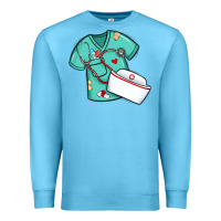 Ocean Blue custom name nurse scrubs   font easter risen Premium Sweatshirt - MaliasSmallBusiness