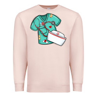 Pale Pink custom name nurse scrubs   font easter risen Premium Sweatshirt - MaliasSmallBusiness
