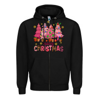 Black pink christmas trees Zipper Hoodie - AdoDesignShop