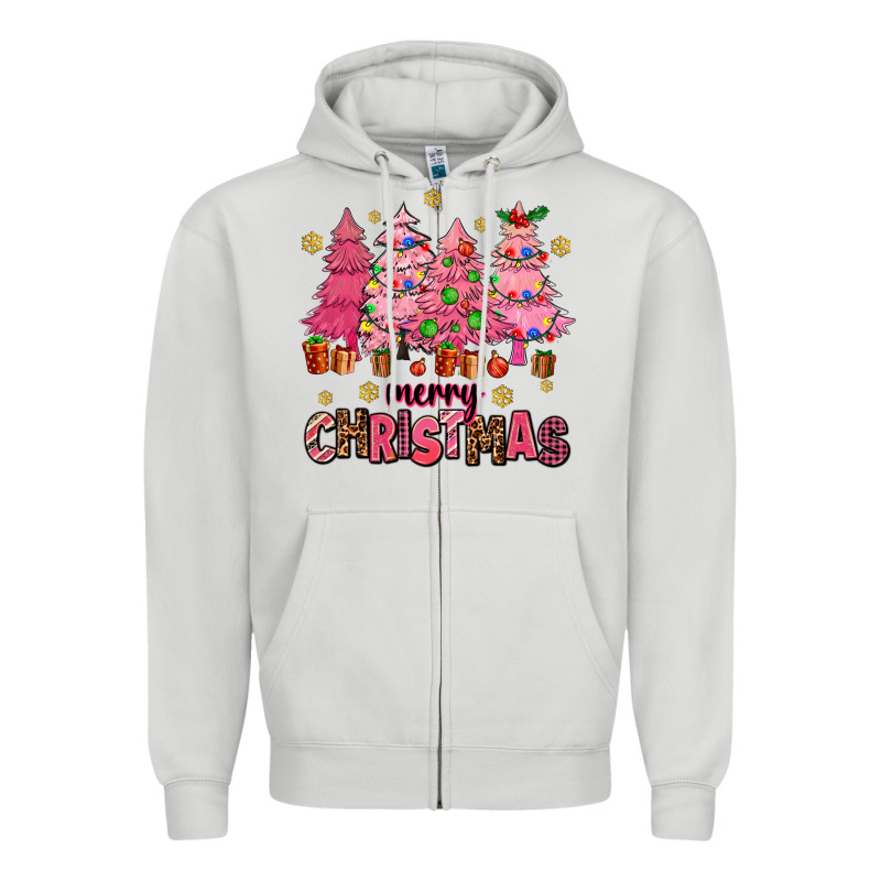 Pink Christmas Trees Zipper Hoodie by AdoDesignShop | Teevron