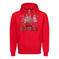 Red pink christmas trees Zipper Hoodie - AdoDesignShop