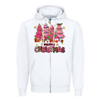White pink christmas trees Zipper Hoodie - AdoDesignShop