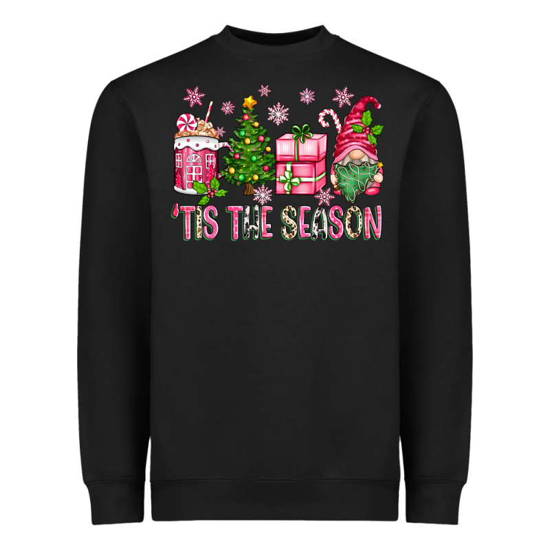 Pink Christmas 'tis The Season Gnome Heavyweight Sweatshirt by Zillion Design Studio | Teevron
