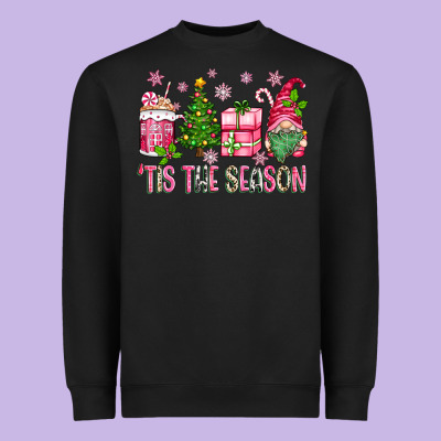 Pink Christmas 'tis The Season Gnome Heavyweight Sweatshirt Designed By Zillion Design Studio
