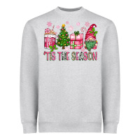 Heather Grey pink christmas 'tis the season gnome Heavyweight Sweatshirt - Zillion Design Studio
