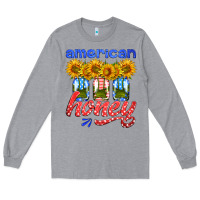Heather Grey american honey sunflower mason jar Long Sleeve Tee - HRA Design Shop