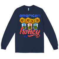 Navy american honey sunflower mason jar Long Sleeve Tee - HRA Design Shop