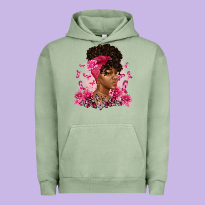 Breast Cancer Afro Woman Urban Hoodie Designed By Artiststas