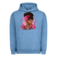 Pigment Pebble Blue breast cancer afro woman Urban Hoodie - Artiststas