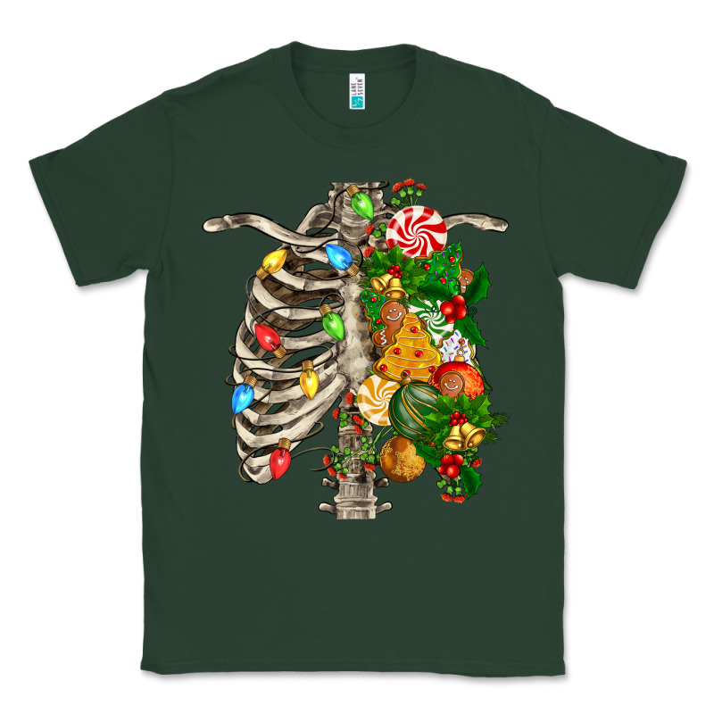 Skeleton Chest Christmas Classic Tee by FaDigitalArtStudio | Teevron