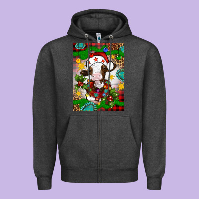 Christmas Cow Air Freshener Zipper Hoodie Designed By Artiststas