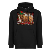 Black merry christmas highland cow Heavyweight Hoodie - BarkalooDesign