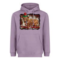 Lavender merry christmas highland cow Heavyweight Hoodie - BarkalooDesign