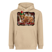 Mushroom merry christmas highland cow Heavyweight Hoodie - BarkalooDesign