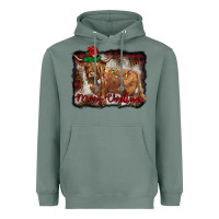 Merry Christmas Highland Cow Heavyweight Hoodie | Teevron