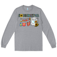 Heather Grey housekeeper Long Sleeve Tee - CowhideDigitalArt