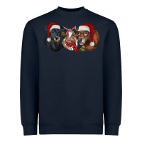 Navy Christmas Cows Heavyweight Sweatshirt - RanaPortraitStore