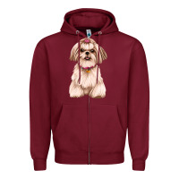 Burgundy Shih Tzu Dog Design Zipper Hoodie - JahusDesignShop